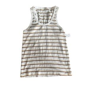 NWT Aerie White and Brown Fitted Sleeveless Tank Top